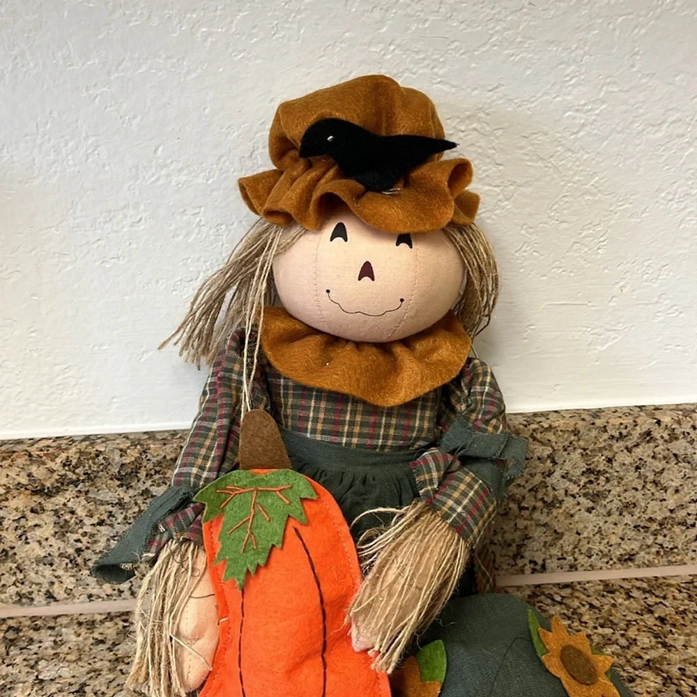 Fall Scarecrow Doll with Pumpkin
